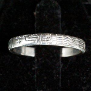 Carolyn Pollack Southwest Sterling Silver Contemporary QVC Etched Band Ring